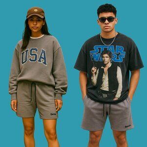 Bench. Heather Gray Fleece Lounge Shorts – Size L | Unisex Streetwear SweatShort